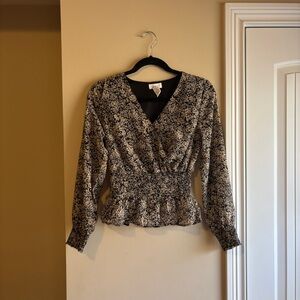 Floral Black and Cream Women's Top